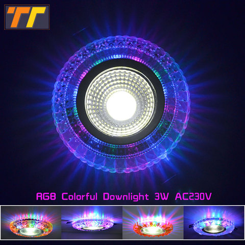Luz descendente LED de colores COB AC100-230V, 3W, 5W, 7W, 9W, 110V, 220V, lámpara de techo RGB arcoíris, foco de techo, color mágico ► Foto 1/6