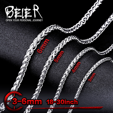 Beier 3/4mm collar de acero inoxidable collar de cadena a la moda hombre collar de plata de cadena de Color LLBN1006 ► Foto 1/6