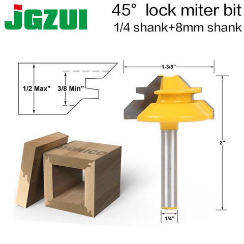 1PC de bloqueo pequeña broca para ranuradora de inglete Anti-Soborno 45 grado 1/2 existencias en pulgadas 1/4 pulgadas cortador de espiga con vástago para WoodworkingTools-RCT15291 ► Foto 1/6