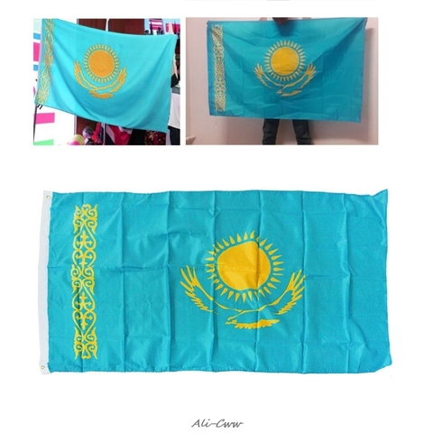 2022 caliente 90*150cm Bandera de Kazajistán pancarta colgante Oficina actividad desfile casa decoración B89 ► Foto 1/6