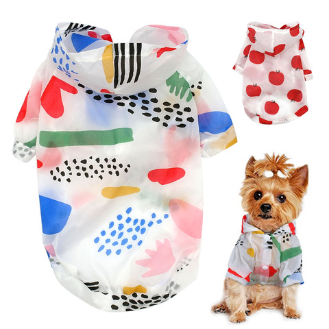 Perro impermeable ropa a prueba de sol verano protección solar Sudadera con capucha ropa de perro pequeño Poncho estampado para mascotas pequeñas medianas cachorro gato ► Foto 1/6