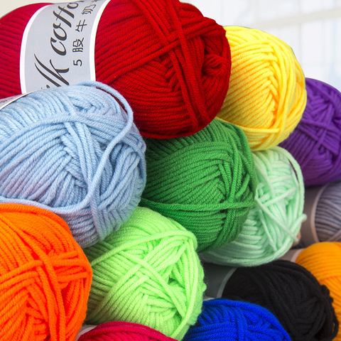 Hilo de algodón para tejer, ovillo de lana para tejer bufanda de ganchillo tejido a mano, 50 g/lote ► Foto 1/6