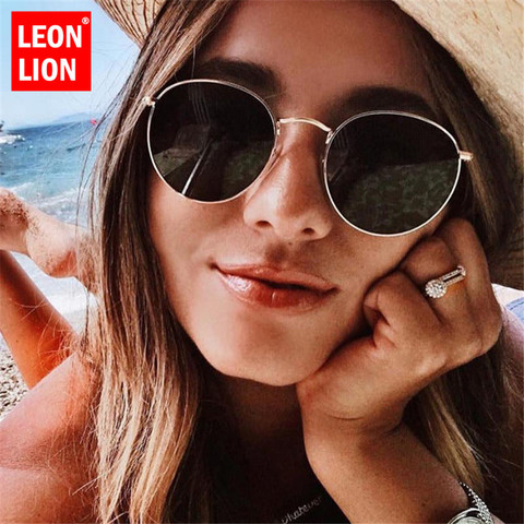 LeonLion 2022 gafas De Sol De lujo con espejo para mujer/hombre, gafas De diseñador De marca, gafas De Sol redondas para mujer gafas ► Foto 1/6