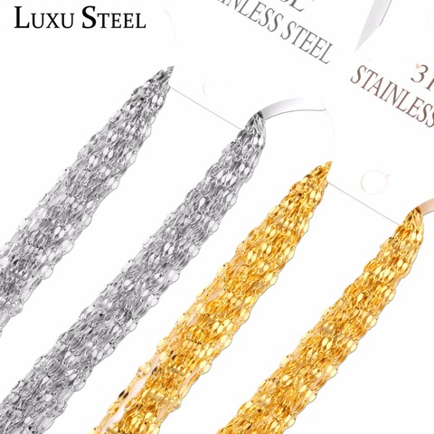 LUXUSTEEL-collar de acero inoxidable para mujer, Color dorado, 10 unidades/lote, venta al por mayor, cadena de eslabones, collar para colgantes, accesorios para fiesta ► Foto 1/6