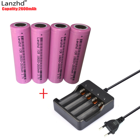 Cargador 18650 para 18650 y acumulador de carga, 18650 baterías recargables, 2600mah, batería de iones de litio junto con cargador de 3,7 v ► Foto 1/1