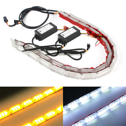2 piezas de tiras de luces LED flexibles piezas impermeables nueva llegada DRL luz diurna de flujo secuencial estilo Switchback faros delanteros ► Foto 1/6