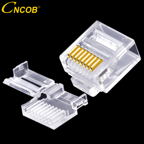 CNCOB-cable plano Cat6 utp, modular 8P8C conector de red, enchufe de ordenador Ethernet, 50 Uds., dos piezas ► Foto 1/6