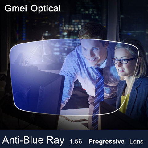 Lente Anti-Blue Ray 1,56 libre forma progresiva prescripción óptica lentes más allá UV azul bloqueador lente para la protección de los ojos ► Foto 1/6