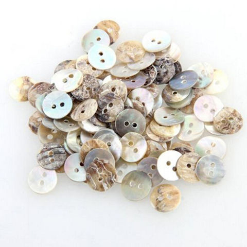 Botones de costura de concha Natural, accesorios de costura de 2 botones con 2 orificios, para mopa, nácar, Japón, 10mm, 100 Uds. ► Foto 1/4