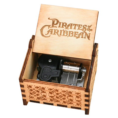 Caja de música piratas del Caribe para niños, mecanismo de cuerda de 18 notas, caja de música de madera grabada, tema de Davy Jones ► Foto 1/1