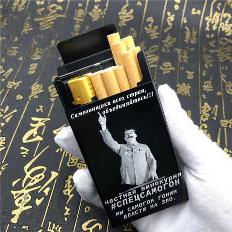Novedad de 2022, caja de aleación de aluminio para cigarrillos Alalinong rusa, caja de cigarrillos de Metal para hombre con grabado láser para siempre ► Foto 1/6