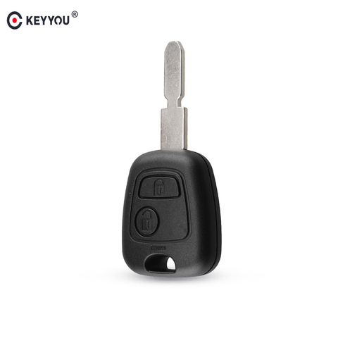 KEYYOU de funda para mando a distancia del coche Fob 2 botón para Peugeot 406, 407, 307107, 205, 206, 207 La hoja sin cortar ► Foto 1/6