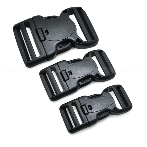 Negro plástico doble ajustable y seguridad hebilla de doble cerradura para cinturones tácticos correas 25mm 32mm 50mm exterior mochila Accessori ► Foto 1/5