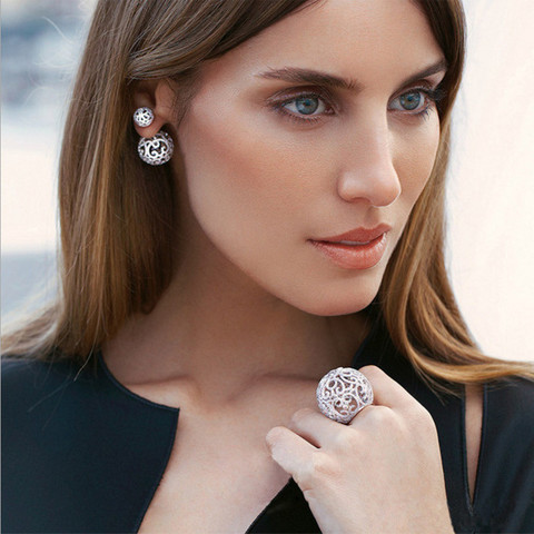 Ajojewel diseño de lujo doble cara Stud pendientes bolas moda americana Europea mujeres pendientes joyería Dropshipping ► Foto 1/6