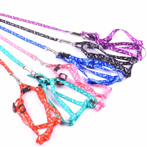 Arnés ajustable para mascota de perro de nailon, con correa de plomo, 10 colores a elegir, correa, collares de cadena, juguete interactivo ► Foto 1/6