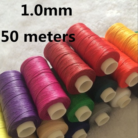 JH002 1,0mm 50 metros de longitud plana hilo encerado cuerda encerada para coser cuero ► Foto 1/5