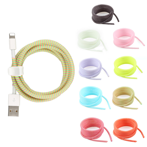 1,4 M Cable de datos de carga USB Cable de línea de Cable de protección de Cable Keeper organizador para iPhone para Xiaomi 8 colores ► Foto 1/6