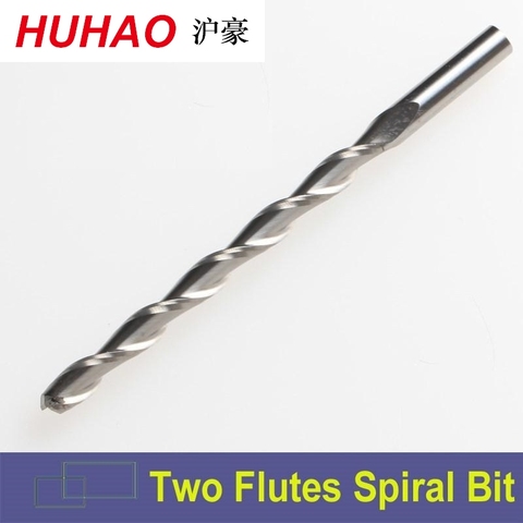 HUHAO 3.175mm SHK de brocas de carburo rebajadora de CNC dos canales molinillos con extremo en espiral doble flautas de fresado PVC espiral cortador ► Foto 1/3