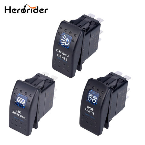 Herorider-Interruptor de palanca iluminado para coche, barco, camión, 5 pines, 12v, ON-OFF, impermeable, interruptor de palanca, 12v, Led, barco ► Foto 1/6