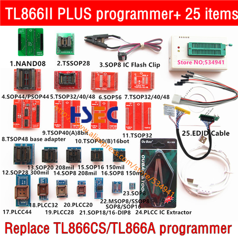 100% Original Xgecu TL866II más programador universal NAND TSOP48 adaptador SOP8 flash clip minipro TL866cs/eeprom programador ► Foto 1/6