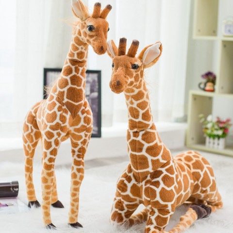 Alta calidad 140cm de simulación jirafa juguetes de peluche lindo Animal relleno suave Peluche de jirafa, regalo de cumpleaños de los niños de juguete ► Foto 1/3