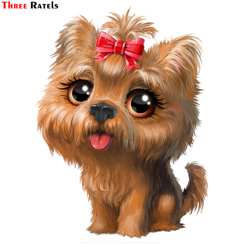 Tres Ratels TRL542 #12x16,1 cm de dibujos animados perro Yorkshire terrier coche, pegatinas de coches, pegatinas y etiquetas ► Foto 1/6