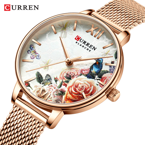 Relojes de señora CURREN nuevo diseño de moda mujer reloj Casual elegante mujer relojes de pulsera de cuarzo con pulsera de acero inoxidable ► Foto 1/6