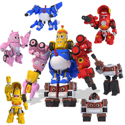 Figuras de acción de Larva Fun de alta calidad, set de 5 unidades de juguetes de transformación, modo de coche y modo Mecha para regalo de cumpleaños ► Foto 1/6