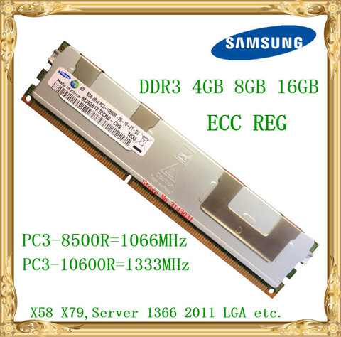 Samsung DDR3 2 GB 4GB 8GB 16GB 32 GB 64 GB de memoria del servidor 1066 1333MHz ECC REG DDR3 PC3-10600R 8500R registro RIMM RAM X58 X79 placa base uso ► Foto 1/1