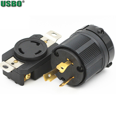 Conector industrial con cable UL NEMA L6-30P, conector Tripolar macho hembra, anti-suelto, enchufe bloqueado, US 30A ► Foto 1/6