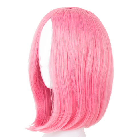 Fei-Show-peluca con flequillo para fiesta de Cosplay, fibra sintética resistente al calor, rubio corto, ondulado, color rosa ► Foto 1/3