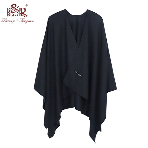 Poncho de lana de cachemir para mujer, Fular liso, chal de invierno, 2022x140mm, 140 ► Foto 1/6