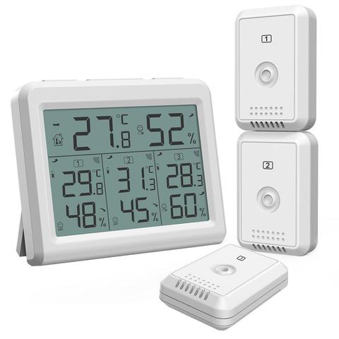 ORIA-termómetro higrómetro Digital LCD para interiores y exteriores, Sensor inalámbrico, Control remoto de temperatura y humedad ► Foto 1/6