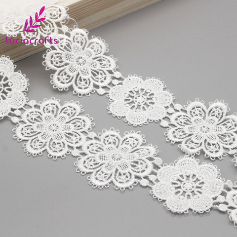 Cinta Blanca de encaje con bordado de flores para costura, accesorios hechos a mano para ropa de boda, DIY, artesanía, 1 yarda/lote, N0506 ► Foto 1/5