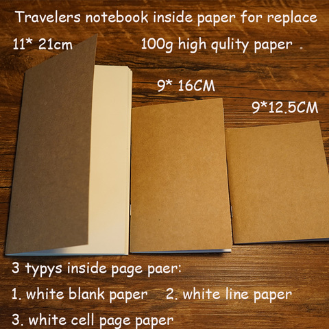 100% cuaderno de alta calidad para viajeros cuaderno de papel de 5 tipos de papel de 3 tamaños para libros de viajero reemplazar suministros escolares ► Foto 1/2