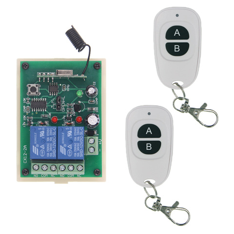 Interruptor de Control remoto inalámbrico Universal, 315 MHz, cc 12V 24V 2CH 2 CH, módulo receptor por relé RF, transmisor remoto ► Foto 1/5