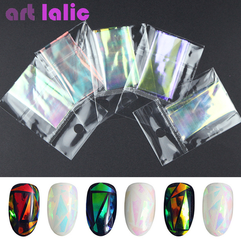 5 hojas 3D holográfica cielo estrellado lámina brillante arte de uñas y dedos pegatina Rainbow Mirror Stencil Decal DIY diseño de manicura herramientas ► Foto 1/5