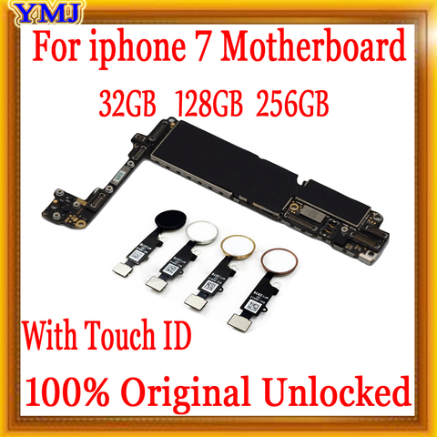 Placa base desbloqueada de fábrica para iphone 7 con/sin ID táctil, Original para iphone 7 con Chips, 32 GB 128 GB 256GB ► Foto 1/2