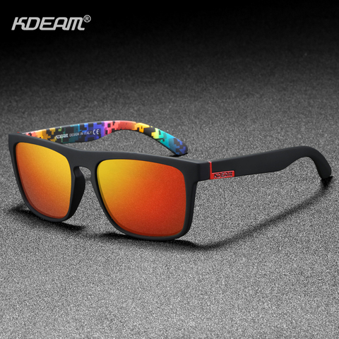 KDEAM-gafas de sol cuadradas polarizadas para hombre y mujer, lentes de sol con marco pintura elástica con espejo, 17 colores disponibles ► Foto 1/5