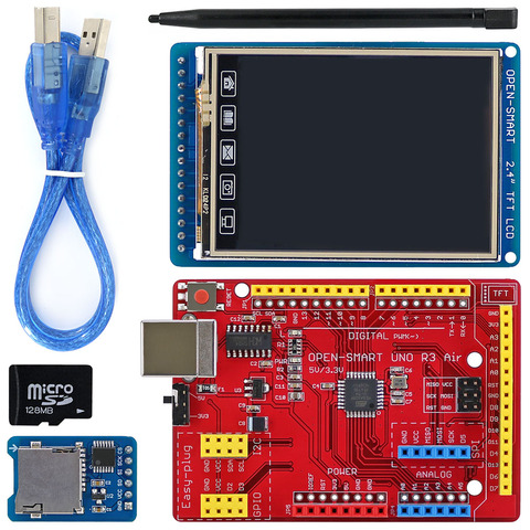Kit de placa de salida de pantalla táctil TFT LCD OPEN-SMART, 2,4 pulgadas, 240x320, con enchufe fácil, placa de aire UNO R3 para Arduino UNO R3 / Nano ► Foto 1/6
