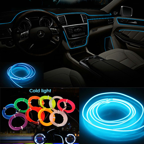 2m para Audi A8 A7 A5 A6 A4 A3 A1 TT B7 B6 Q7 Q5 Q3 de neón luz LED de ambiente Interior del coche tiras de iluminación de tira LED guirnalda de cuerda ► Foto 1/6