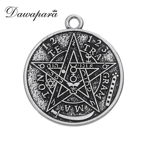 Dawapara Tetragrammaton pentagrama Wicca encanto para joyería colgante con palabras colgante para collar de bricolaje/pulseras haciendo ► Foto 1/4