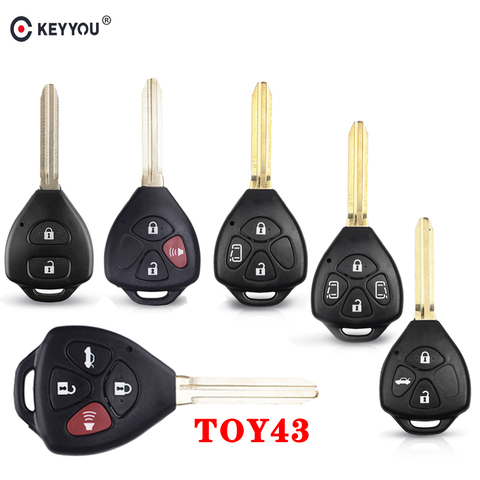 KEYYOU-funda para mando a distancia para coche, 2/3/4 botones, funda para mando a distancia, funda para Toyota RAV4 Auris Prado Tarago Camry Corolla REIZ Crown Avalon Venza ► Foto 1/6