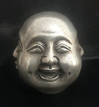 Bronce chino talla 4 cara de buda feliz enojado triste placer cabeza estatua busto ► Foto 1/2