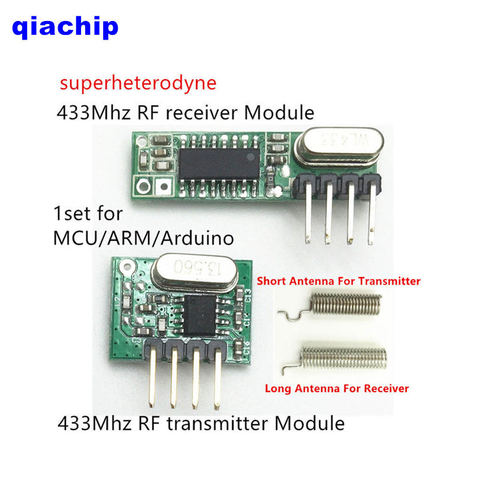 1 set Unidades módulo RF 433 Mhz superheterodino receptor y transmisor con kit de antena para Arduino uno Diy kits 433 Mhz control remoto ► Foto 1/6
