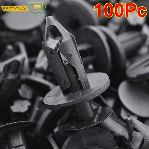 100 piezas de negro retenedor de plástico remache guardabarros coche parachoques Push Pin Clips sujetadores 8mm agujero para Honda Audi Buick chrysler ► Foto 1/6
