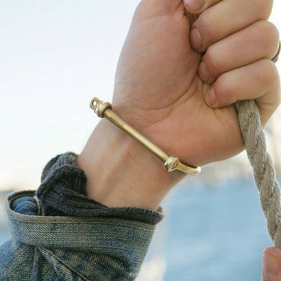 Pulsera de ancla de acero inoxidable para hombre, brazalete con forma de D Vintage, joyería masculina ► Foto 1/5