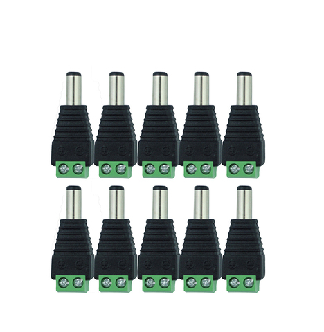 10 Uds 12V 2,1mm x 5,5 DC enchufe macho conector adaptador para CCTV luz LED de un solo color ► Foto 1/4