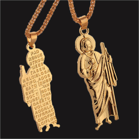 Joyería religiosa de color dorado, collar de medallón colgante de la Cruz de la Virgen María, collar de Hip Hop de moda para hombres y mujeres ► Foto 1/5