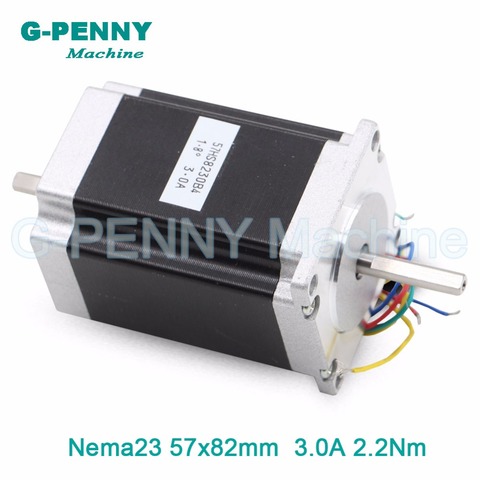 NEMA 23 Motor paso a paso CNC 57x82mm 2.2N m 6,35/8mm de doble motor de eje 3A 315Oz-in enrutador CNC fresadora de Grabado de la máquina de 3D impresora ► Foto 1/6